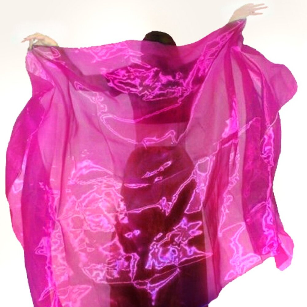 Belly dance veil 3 yards x 54 inches. Dark Pink organza, New